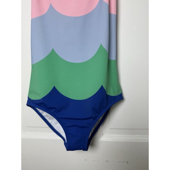 Mini Boden Cross-back Multi Colored Wave Pattern Girls Swimsuit Size 9-10Y NWT - Picture 3 of 8